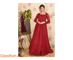 Shop Hand Embroidered Maroon Gown Online