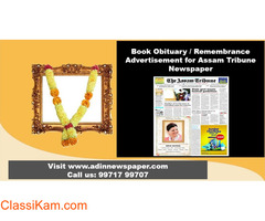 Find Assam Tribune Obituary Display Ad Booking