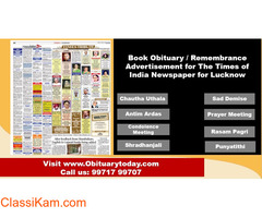 TOI Obituary Ad Booking Service for Lucknow