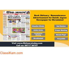 Get Dainik Jagran Obituary Advertisement for Moradabad