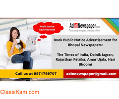 Public Notice Newspaper Ads for Bhopal