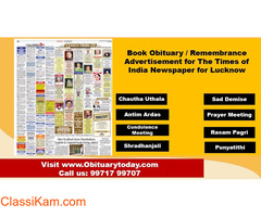 Booking Times of India Lucknow Obituary Ads