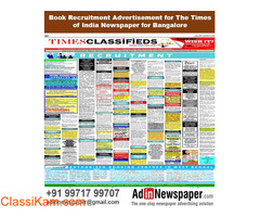 Get TOI Bangalore Recruitment Classified Ads