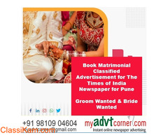 Get TOI Pune Matrimonial Classified Ads