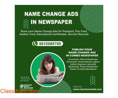 Name Change Classified Advertisement from Chauhan Media
