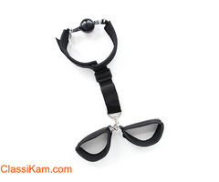 BDSM Bondage with Mouth Ball Handcuffs & Ankle Cuffs
