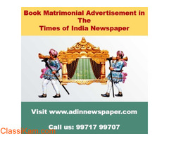 TOI Matrimonial Classified Advertisement Rates