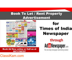 Times of India To Let Property Classified Ads