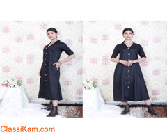 Buy Solid A-Line Black Kurti for Women