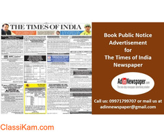 Times of India Delhi Public Notice Ad Rates