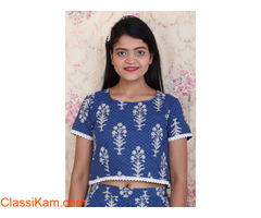 Buy Indigo Printed Crop Top for Women Online