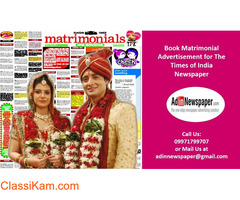 Get Times of India Matrimonial Classified Advertisement Rates