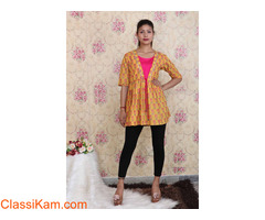 Buy Mustard Peplum Kurti for Women Online