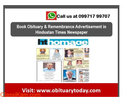 Find Hindustan Times Delhi Obituary Ad Booking Rates