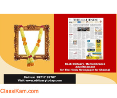 Find The Hindu Chennai Obituary Ad Booking Rates