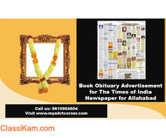Get Times of India Allahabad Obituary Advertisement