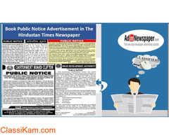 Get Hindustan Times Public Notice Display Ad Rates