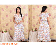 Shop White Printed Georgette Maxi Dress for Women online