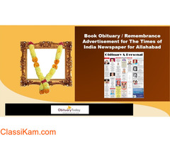 Publish Times of India Allahabad Obituary Advertisement