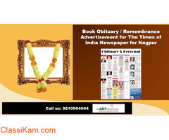 Get Times of India Nagpur Obituary Advertisement