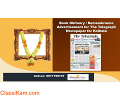Get The Telegraph Kolkata Obituary Advertisement Rates