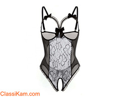 Rose-team eyelash lace robe lingirie