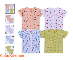 Baby Boys & Girls Pack of 4 Half Sleeve Jhablas - 100% Cotton