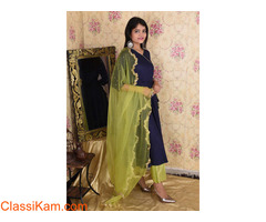 Shop Blue Green Kurta Palazzo Set with Dupatta